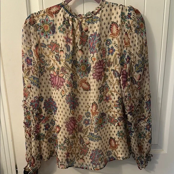 Source Unknown Pink and Red Ruffled Long Sleeve Blouse - Picture 2 of 3